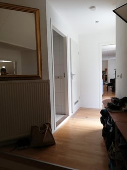 Hal, de twee deuren links geven toegang tot badkamer en toilet.