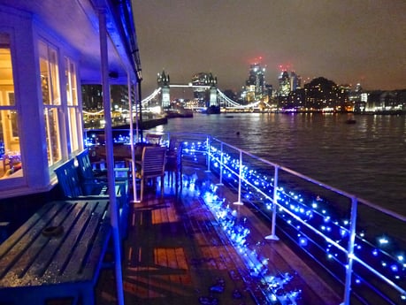 Christmas lights on the upper deck