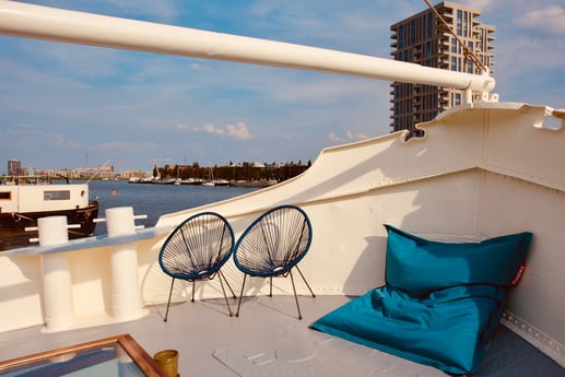 Terras with deckchairs