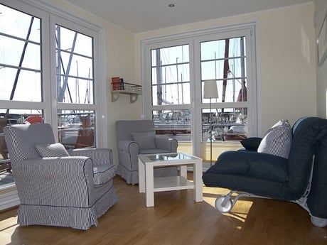 Living room with fold out bed