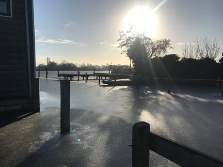 Winter in Nederland, uitzicht vanaf het terras