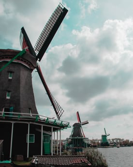 Typische holländische Windmühlenansicht