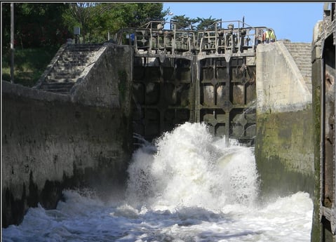 One of the many impressive locks in the Canal du Midi.