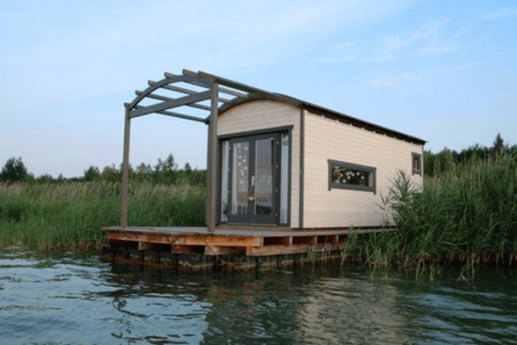 A view of the houseboat from outside