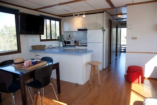 The boat has a fully equipped kitchen for your convenience.